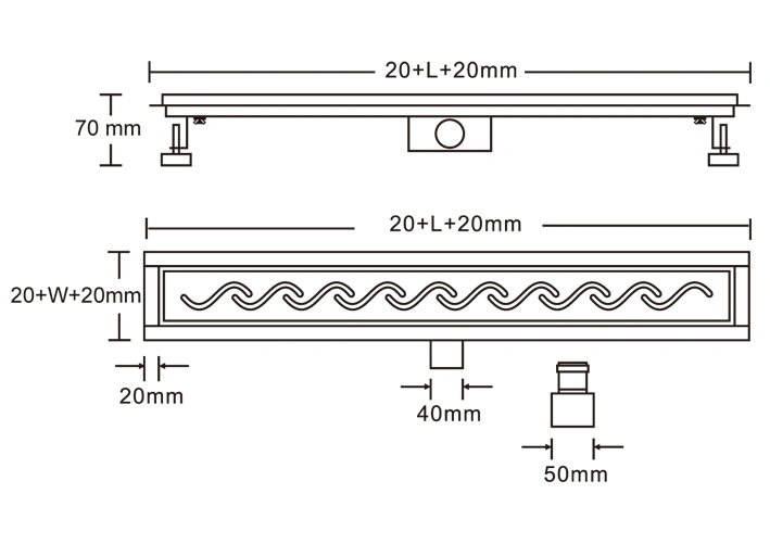 European Market Linear Tile Insert Shower Drain Stainless Steel 304 Floor Drain